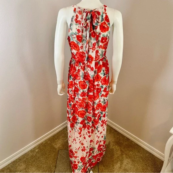 Eliza J pink ,white and red Floral Maxi Dress size 4 - Picture 6 of 12